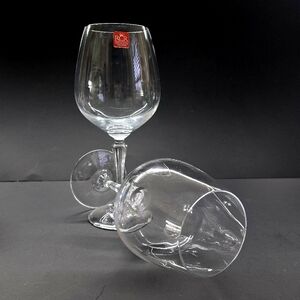 2 Glamour Red Wine RCR Goblets Crystal Glass Made In Italy Approx 9 1/2 in tall